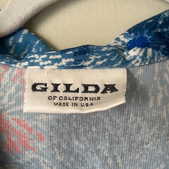 Gorgeous blue Vintage short sleeve button blouse by Gilda - Picture 4 of 7